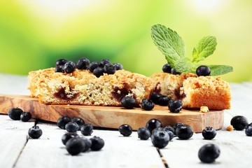 blueberry cake. homemade delicious blueberry cake for dessert.