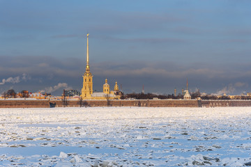 Peter and Paul fortress in winter. Saint Petersburg, Russia