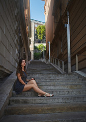 Fototapeta na wymiar young woman on the stairs