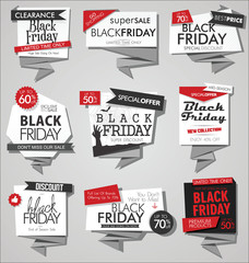 Collection of black Friday  sale discount and promotion banners and labels