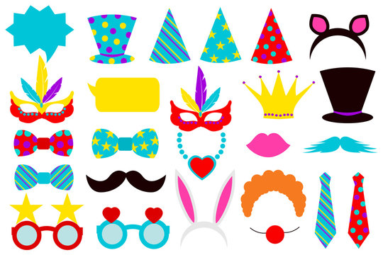 photo booth props for Party Birthday . Vector illustration