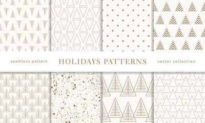 Winter holidays seamless patterns - 222536110