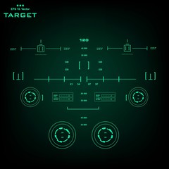 Futuristic green virtual graphic touch user interface, target. HUD user interface