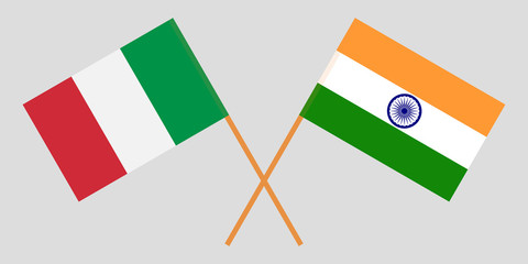 Italy and India. Italian and Indian flags. Official colors. Correct proportion. Vector