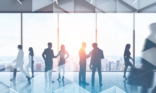 Fototapeta Business people in loft office geometric pattern