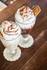 dessert with whipped cream and chocolate