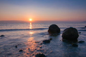 Fototapeta na wymiar Sunrise over the Sea of Galilee