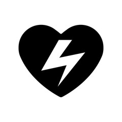 The heart icon. A symbol of The high voltage from love. Valentine Day and Warning pictogram. Have a happy day. Vector Warning voltage.