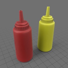 Ketchup and mustard squeeze bottles