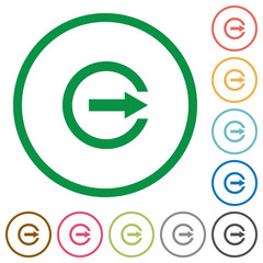 Export with inner arrow flat icons with outlines