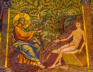 Obraz premium Jesus Christ Adam Mosaic Dome Bapistry Saint John Florence Italy