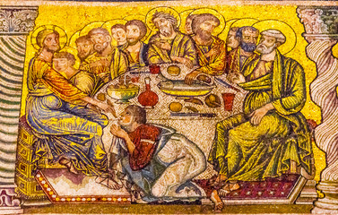 Christ Last Supper Mosaic Dome Bapistry Saint John Florence Italy