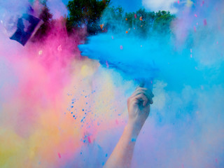 holi colour festival hand in farbpulver