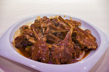 Close up shot of delicious fry Lamb chop