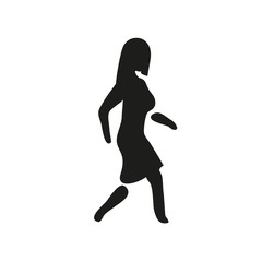 Fototapeta na wymiar Woman icon walk. Lady black symbol. Vector illustration girl go