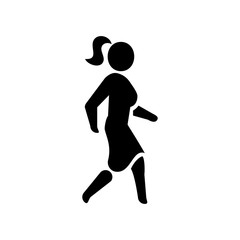 Woman icon walk. Lady black symbol. Vector illustration girl go