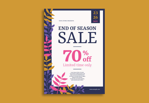 Sale Flyer Layout with Leaf Illustrations