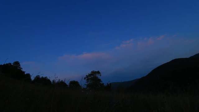 timelapse of sunset until the night in Pyrenees

