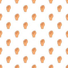 Clenched fist pattern. Cartoon illustration of clenched fist vector pattern for web