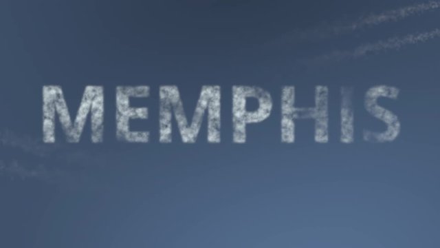 Flying airplanes reveal Memphis caption. Traveling conceptual intro animation