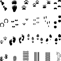 Abdruck, Spur, Pfote, Tatze, Sammlung, Aufkleber Label
