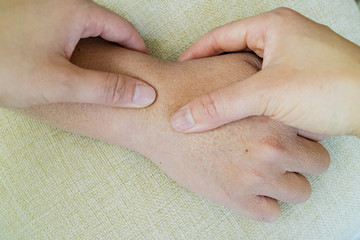 Close up shot of phyiscal therapy manipulation