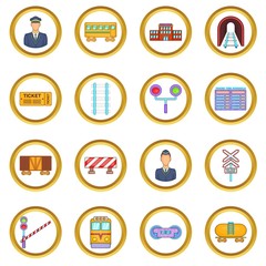 Railway vector set in cartoon style isolated on white background