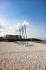 Catamarans on the beach, Cayo Guillermo, Cuba