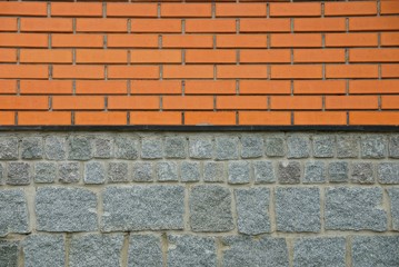 brown gray stone texture of bricks and cobblestones in the wall