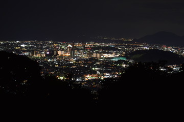 Fototapeta na wymiar 静岡市　梶原山公園　夜景　ライト　港