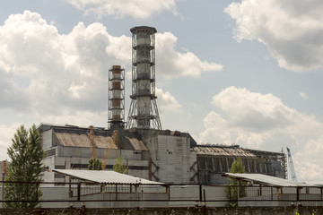 Chernobyl Reactor 4 close up with old sarcophagus