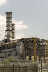 Chernobyl Reactor 4 close up with old sarcophagus