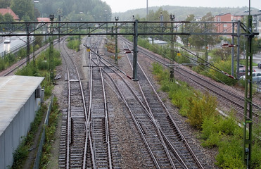 Fototapeta premium Railroad tracks changing