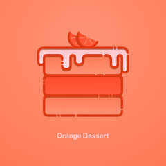 Orange cake. Vector flat llustraition with a piece of cake with oranges.