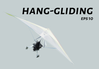 Hang glider of triangles. Low poly glider. Vector illustration.