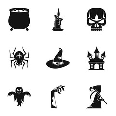 Halloween icons set. Simple illustration of 9 halloween vector icons for web