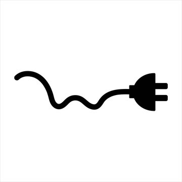 plug with wire. icon black isolated object