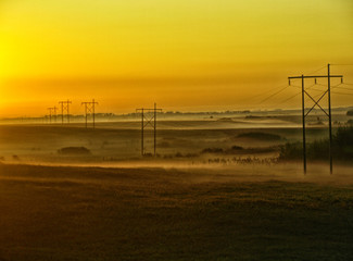 Fototapeta na wymiar Saskatchewan Sunrise with power lines