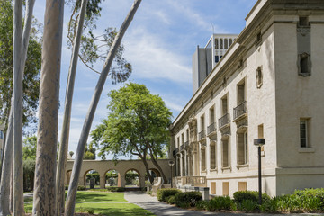 Fototapeta na wymiar Exterior view of the Parsons Gates, Hall of Administration in Caltech