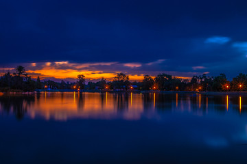 Colorful Sunset in City Park in Denver, Colorado