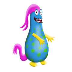 Cute and colorful monster cartoon character.  Original Digital illustration.