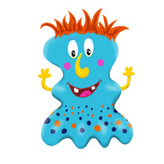 Cute and colorful monster cartoon character.  Original Digital illustration.