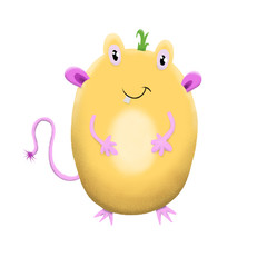 Cute and colorful monster cartoon character.  Original Digital illustration.