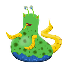 Cute and colorful monster cartoon character.  Original Digital illustration.
