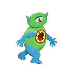Cute and colorful monster cartoon character.  Original Digital illustration.