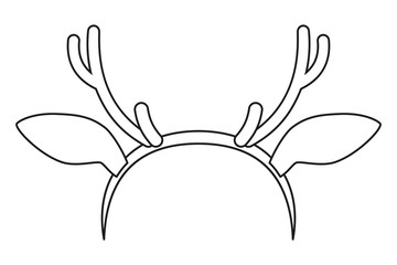 Line art black and white reindeer antler