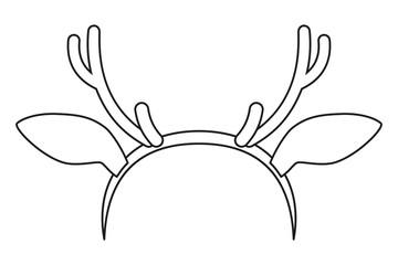 Line art black and white reindeer antler