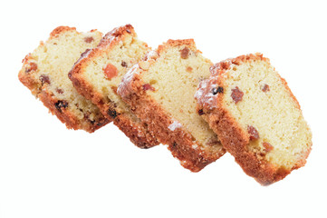 sliced slices of a cupcake shot on a white isolated background