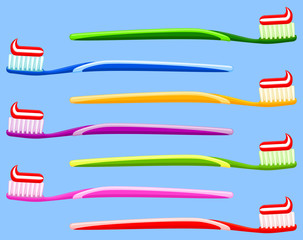 Multicolor cartoon toothbrush with toothpaste set