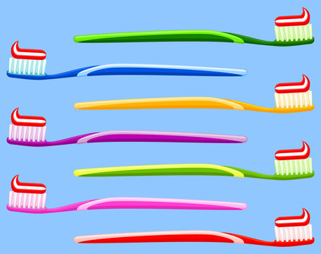 Multicolor cartoon toothbrush with toothpaste set - Powered by Adobe
